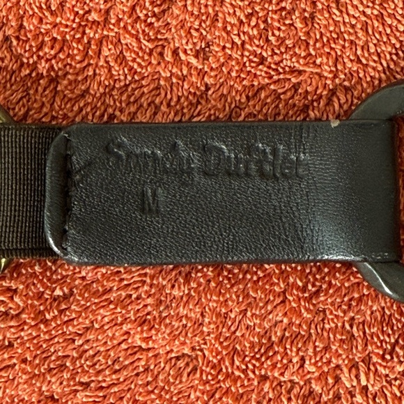 Sandy Duftler Women's Sz M Leather & Brass (&Stretch) Belt Factory Distressed - Picture 4 of 5
